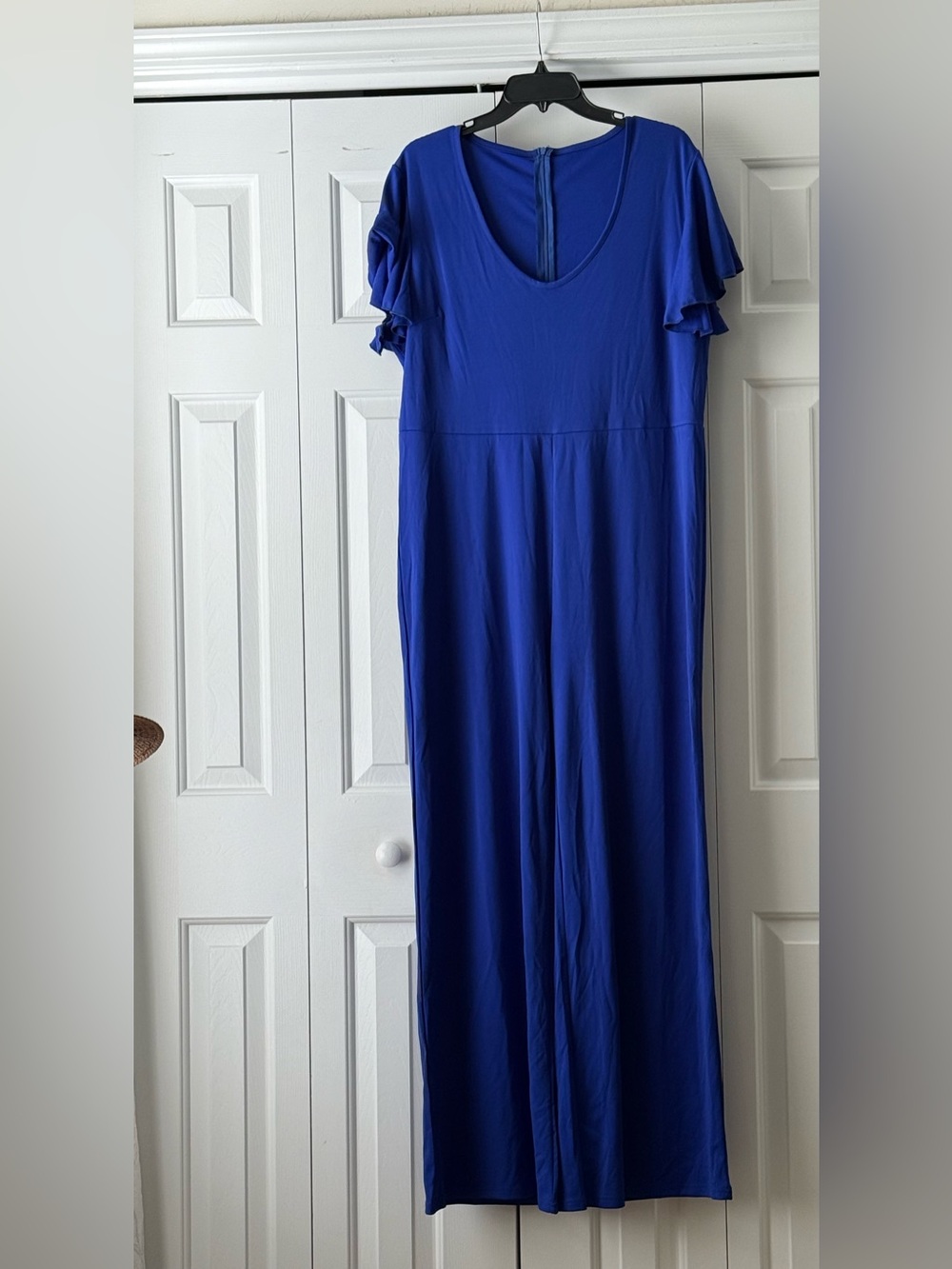 Blue Flutter-Sleeve jumpsuit